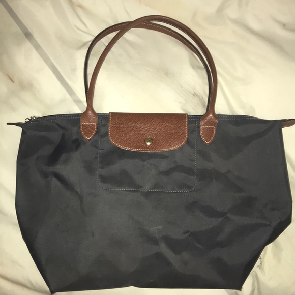 dark grey longchamp bag